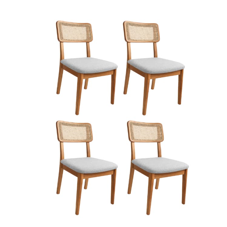Cadeira Grécia Rattan Bicolor Kit 4 unid Sala de Jantar Recepção Madeira e Telinha