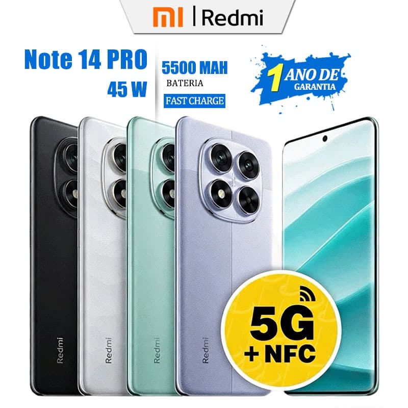 Xiaomi Redmi Note 14 Pro 5G 256GB 8GB RAM 50MP Câmera 5500mAh Original Lacrado+Nota Fiscal NOVO