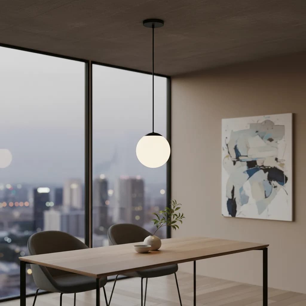 Luminária pendente esférica de vidro Chelsea para sala de jantar
