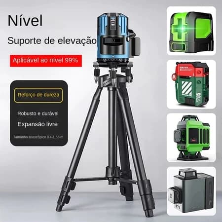 Tripé para nível a laser ARITA 150cm com encaixe de 5/8 e 1/4 pol. com nível laser montado