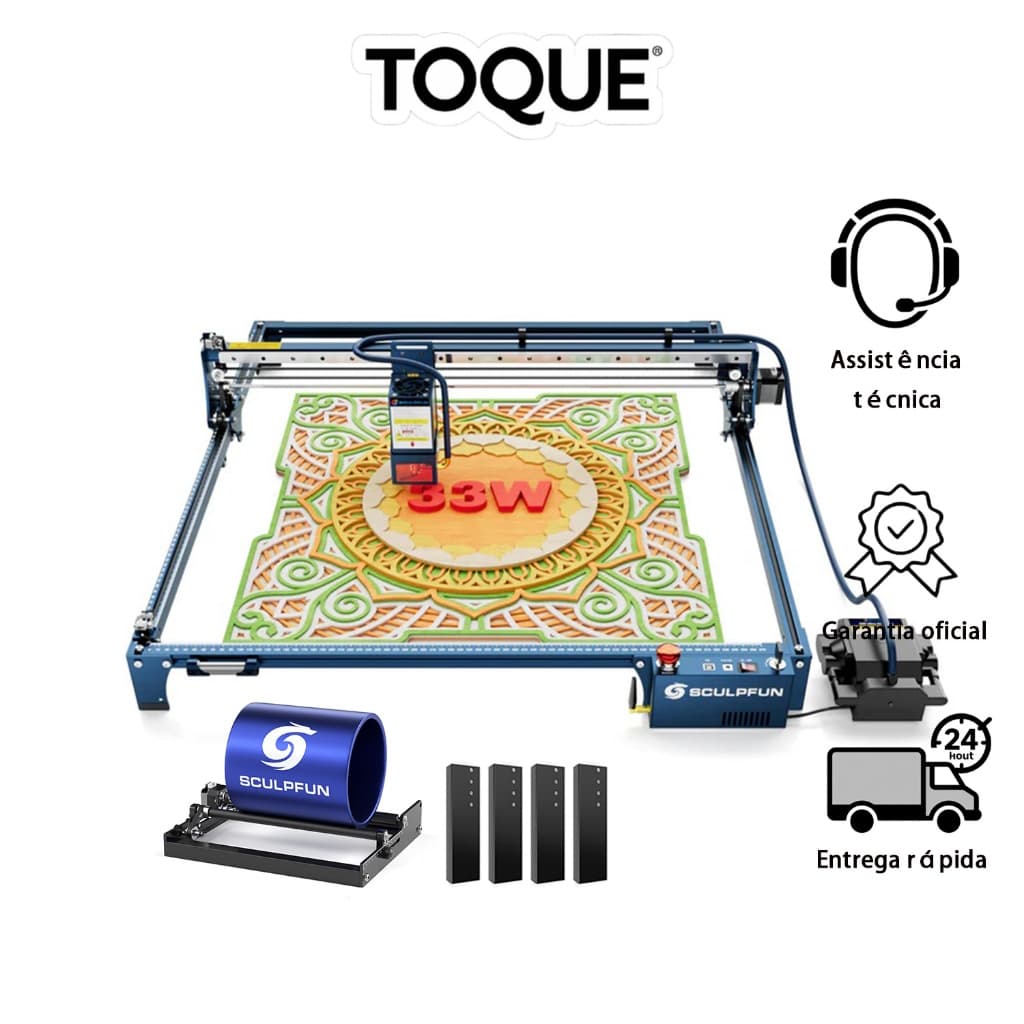 Máquina de gravação a laser SCULPFUN S30 Ultra 33W com acessórios e componentes