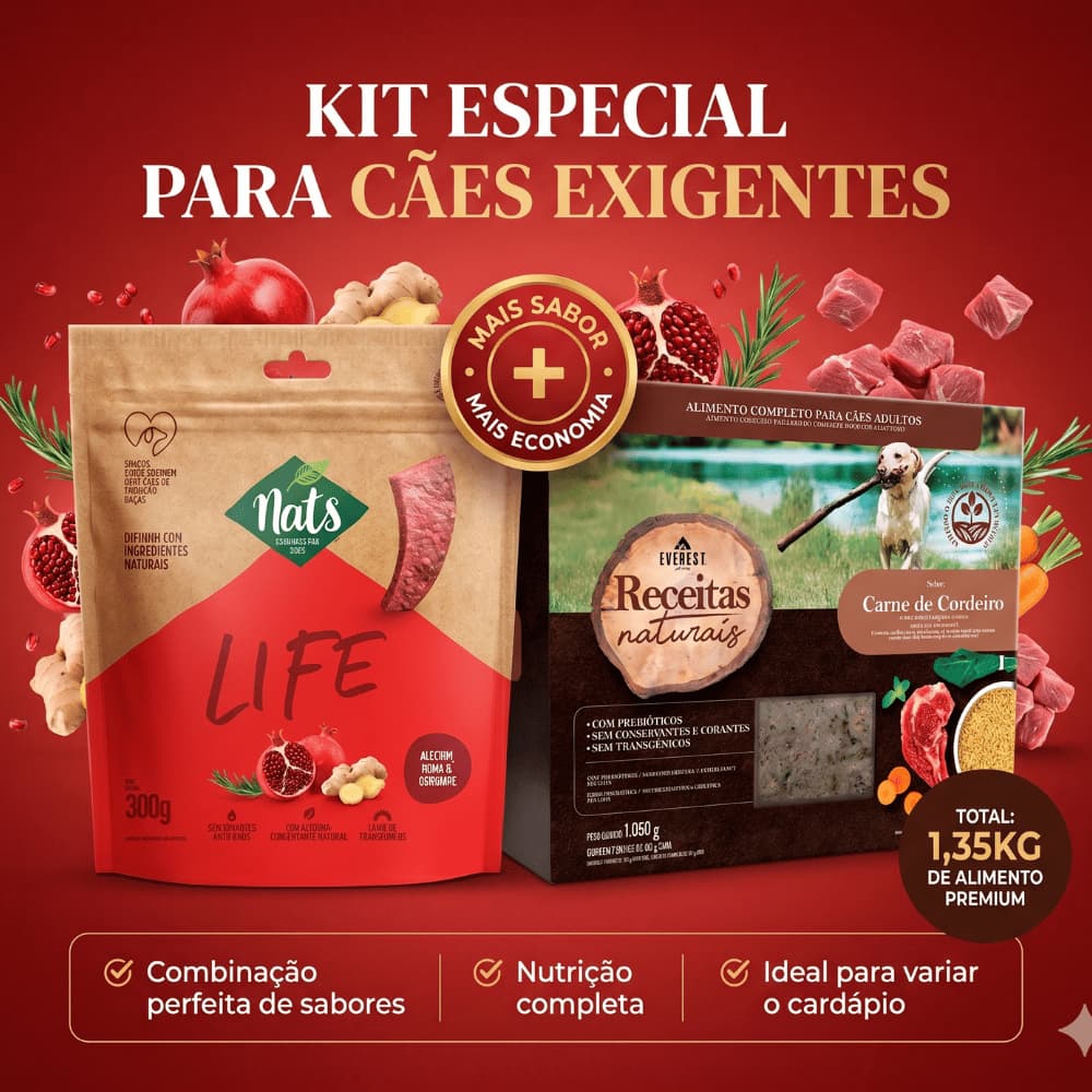 Ração Natural para Cães Adultos 1,050kg + Bifinho Funcional 300g |Kit Sabor Irresistível para Cães Exigentes