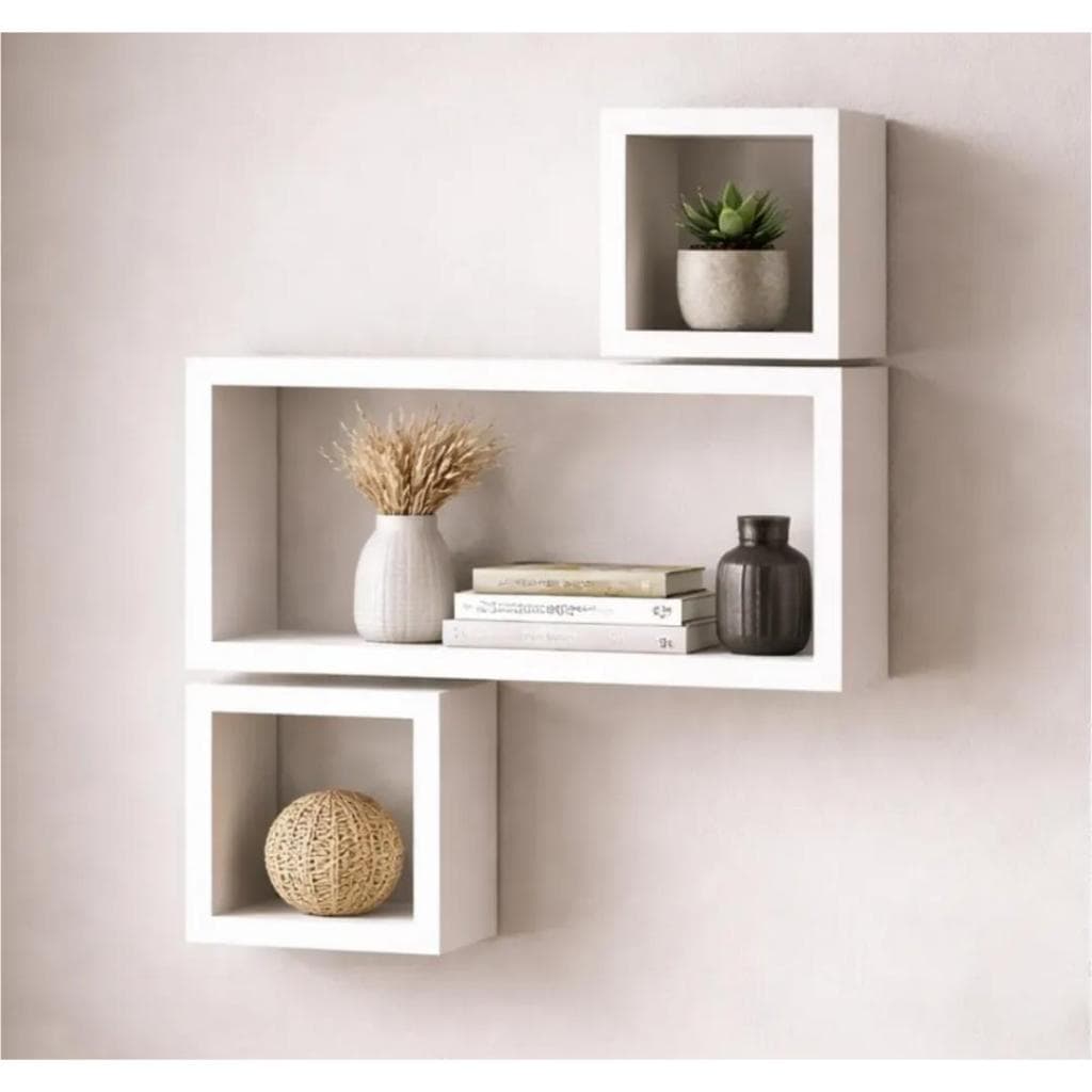 Kit 3 Nichos Prateleira Mdf 50x25 + 20x20 Decorativo ParedeKit 3 Nichos Prateleira Mdf 50x25 + 20x20 Decorativo Parede