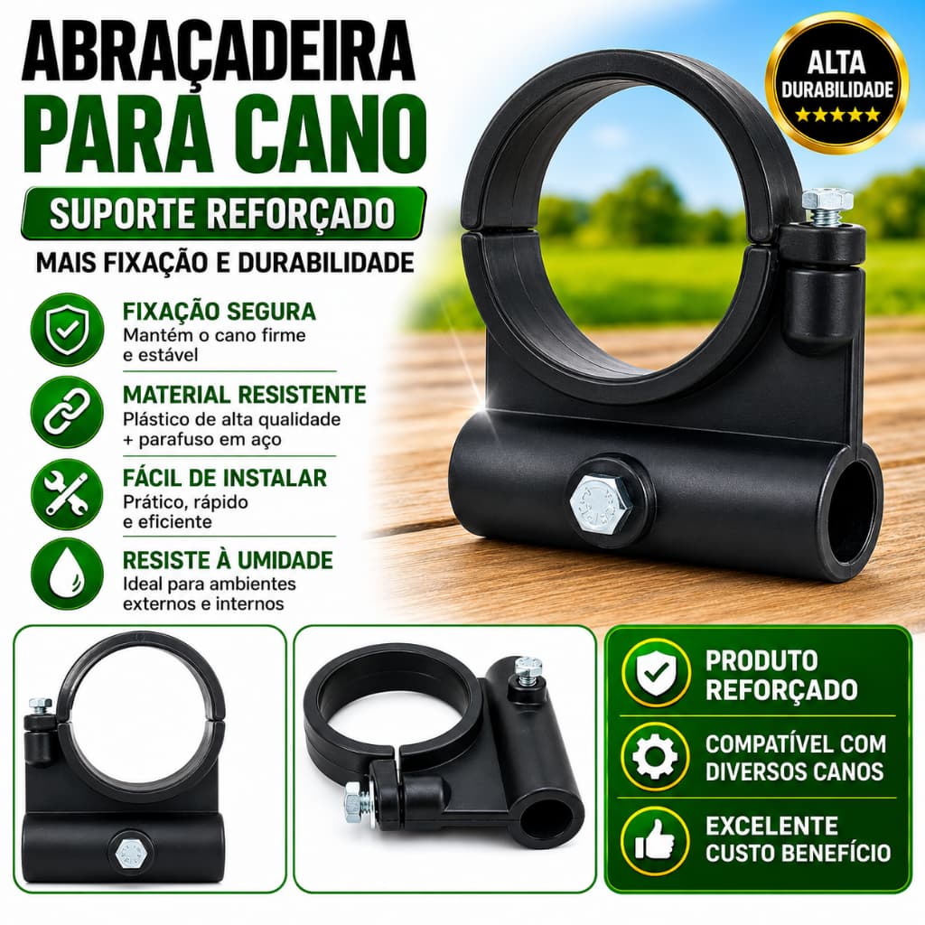 Suporte Plástico para Cano 75x1/2 Reforçado Alta Resistência Fixação Segura