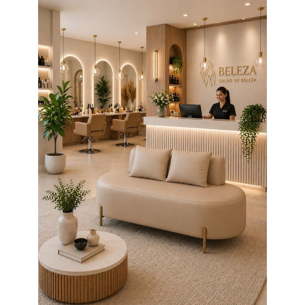 Sofa Namoradeira Organico 115 Cm Tecido Corino Pe de Ferro  Para Salão de Beleza Visammer