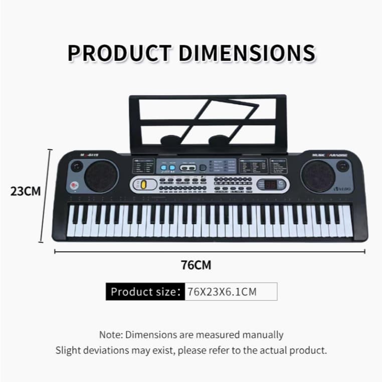 Piano digital portátil com 61 teclas, alto-falantes e microfone integrados