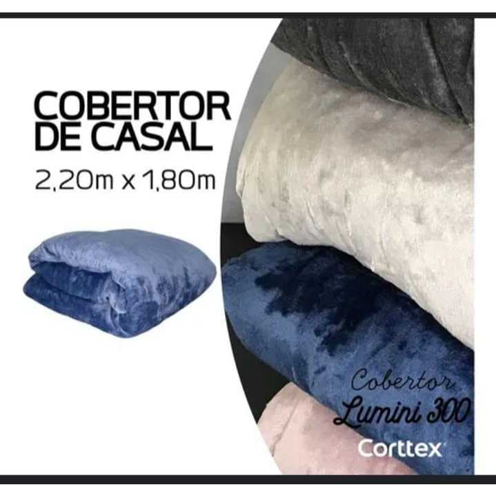 Cobertor Casal Lumini Corttex 1,80m x 2,20m Alta Gramatura 300g/m Toque de Seda