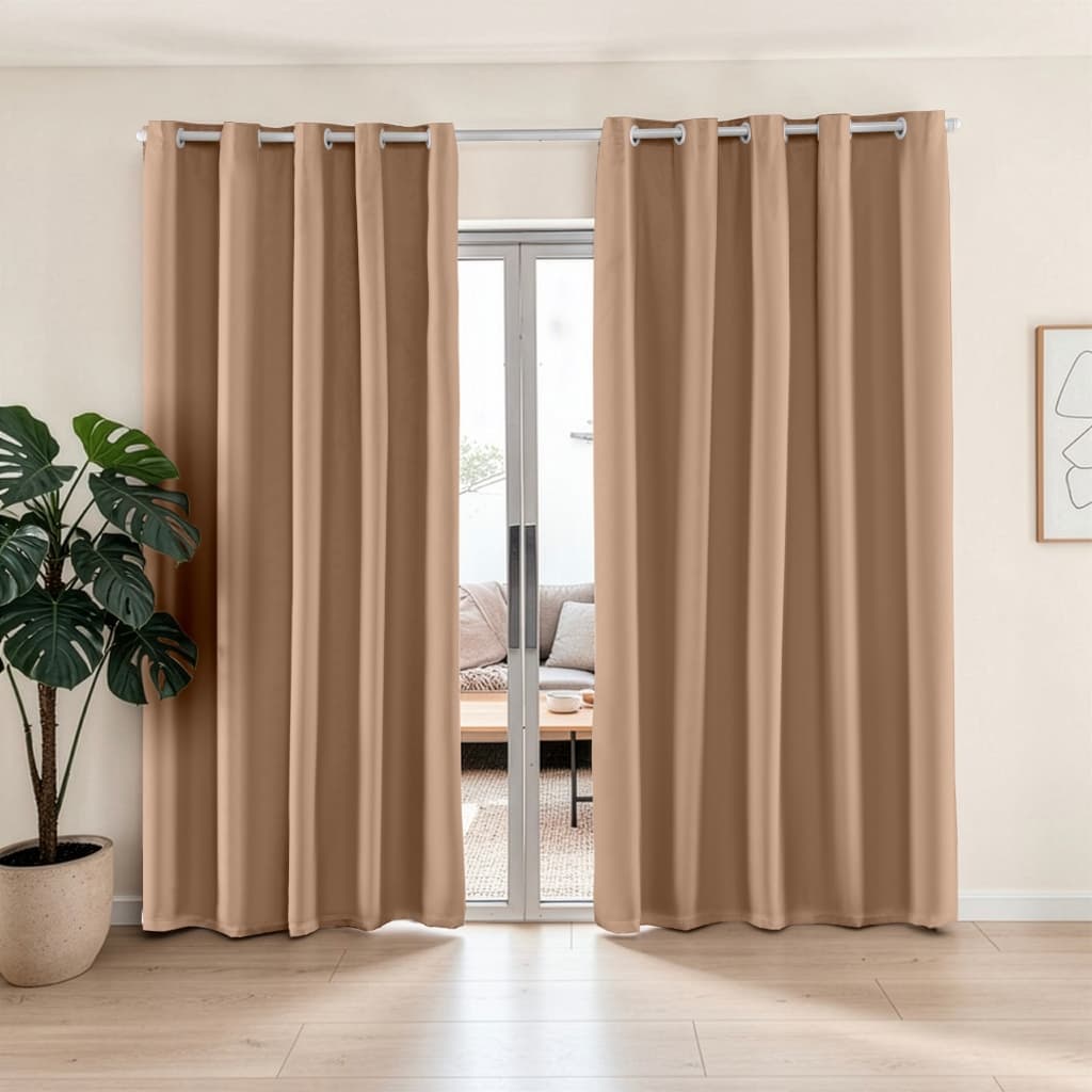 Cortinas blackout bege para sala e quarto, bloqueiam luz, com ilhós para varão, deslizantes, decoração.