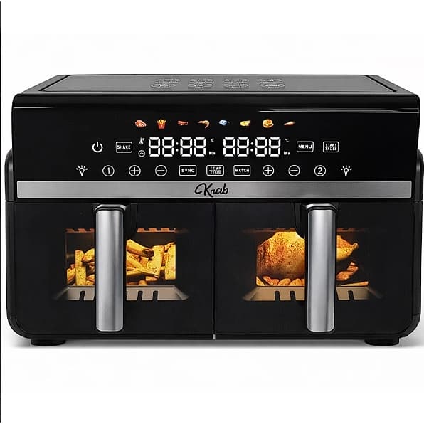 Fritadeira Elétrica Air Fryer 2200W 10 Litros 2 Gavetas 220V Kfab com Compartimentos Internos