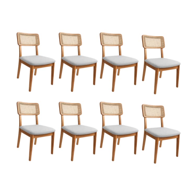 Cadeira Grécia Rattan Bicolor Kit 8 unid Sala de Jantar Recepção Madeira e Telinha