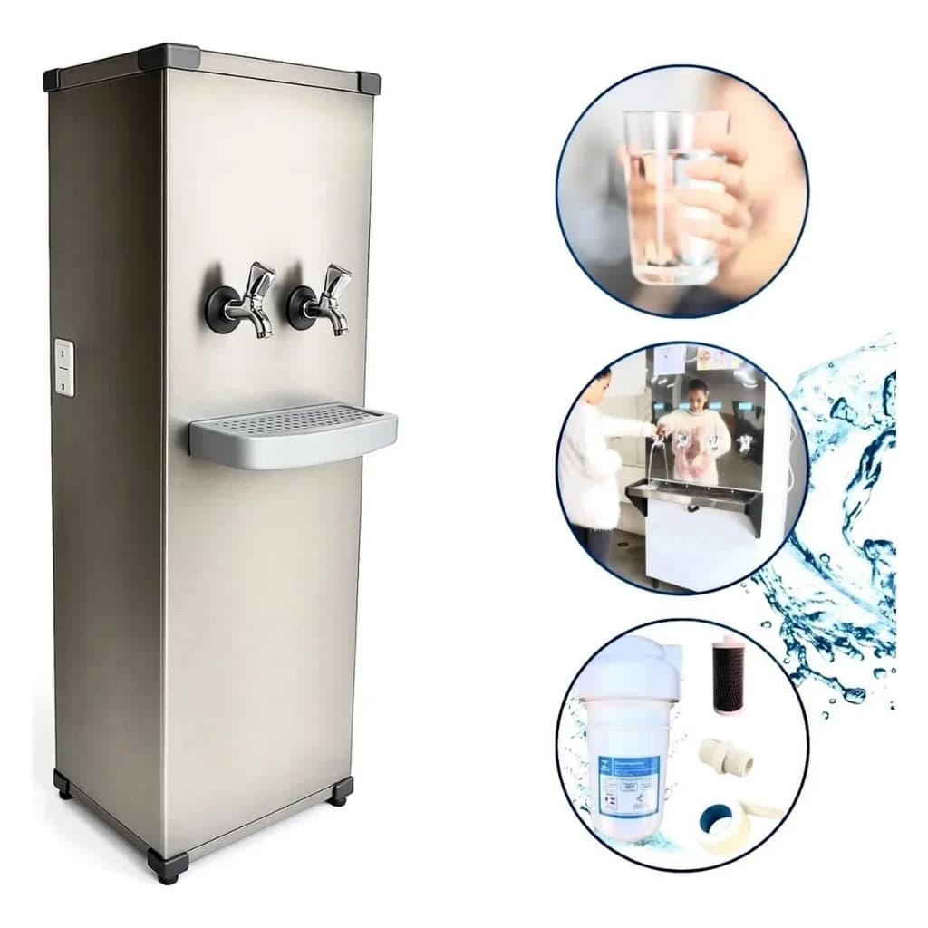 Bebedouro industrial 25 litros purificador de água coluna total inox 304