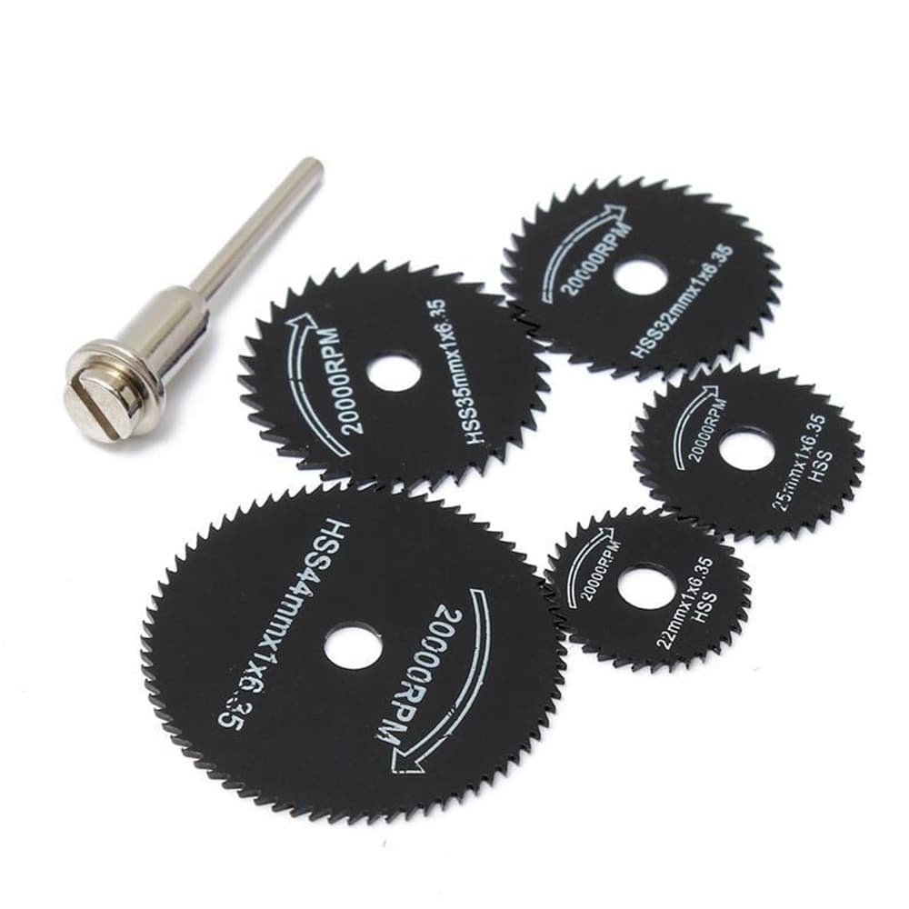Kit 6 Peças Mini Discos Serra Circular Micro Retifica Madeira PVC Plástico Metal Cobre Alumínio etc