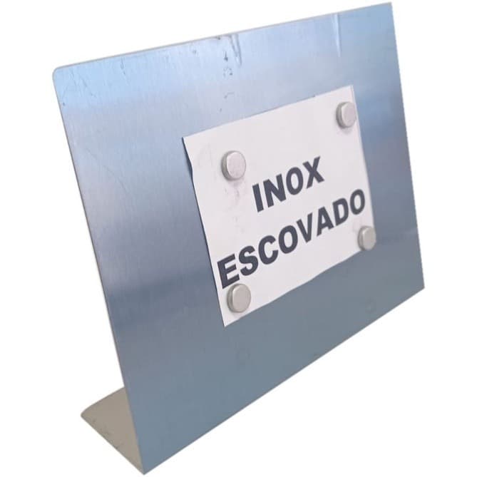 Porta retrato em aço inoxidável escovado com ímãs para fixação de papéis