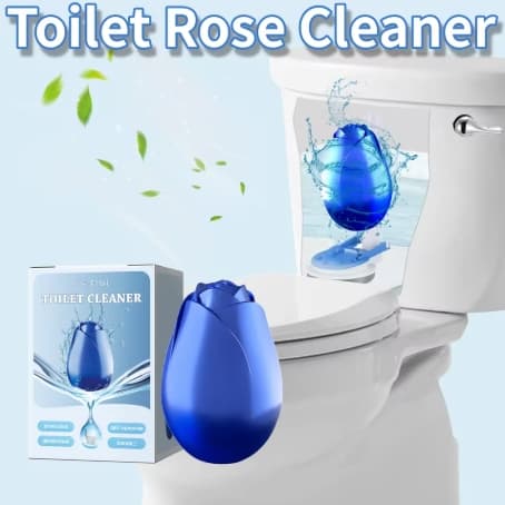 Limpador automático de banheiro em forma de rosa azul com efeito de água