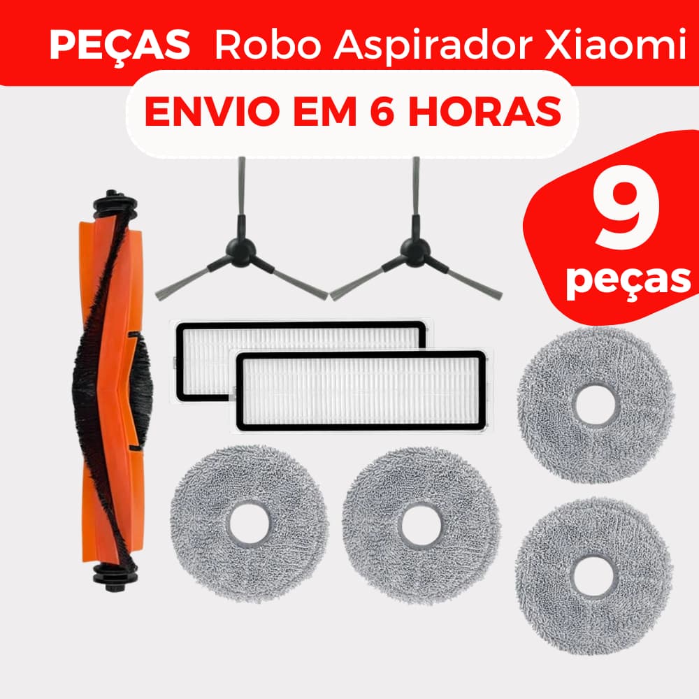 Kit acessórios reposição robô aspirador Xiaomi S20+ X20 Plus, 9 peças, envio 6 horas