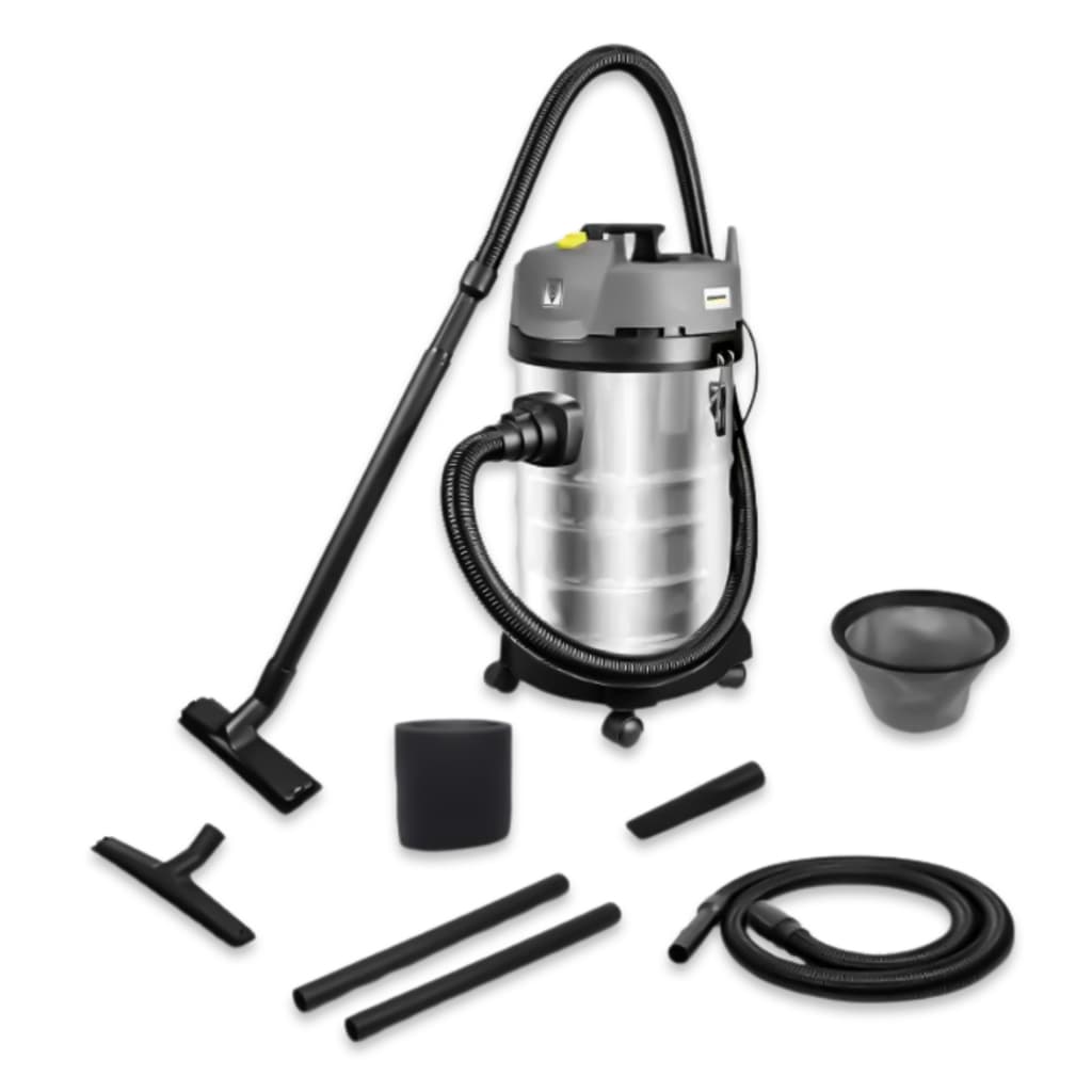Aspirador Karcher NT 3100 30L 220V 1600W, aço inoxidável, acessórios incluídos