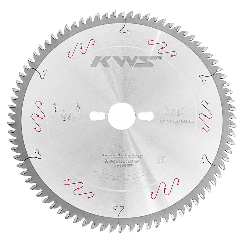 Disco Serra Circular KWS Cromada 250mm / 80 dentes Corte Fino Mdf Compensado Antirruído