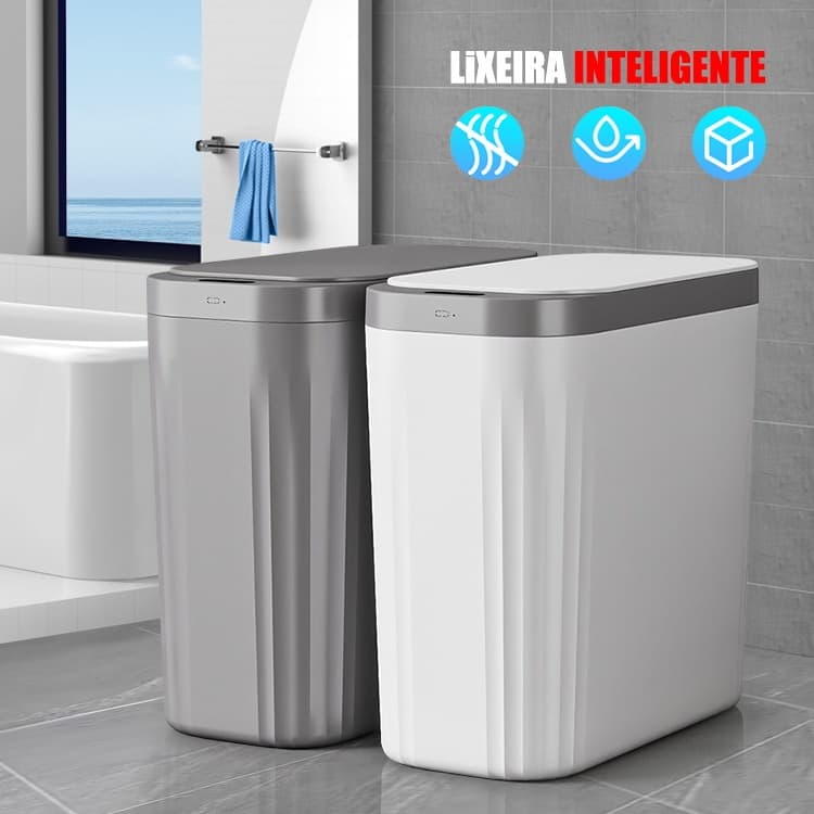 Lixeira Automática Inteligente com Sensor, Fácil de Abrir, Lixeira Doméstica de Toque, 13 Litros
