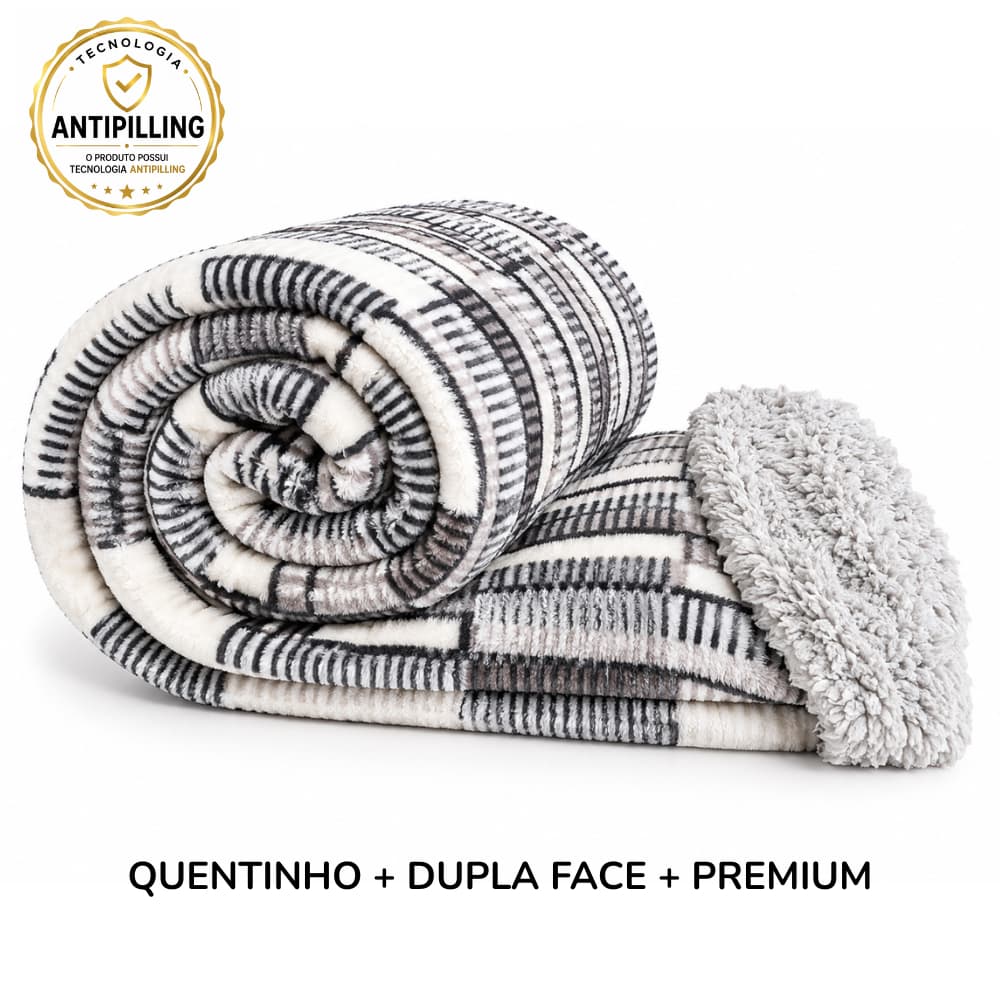 Cobertor Finlândia Casal Corttex Home Design Antialérgico Manta Grossa Dupla Face - Plush e Sherpa