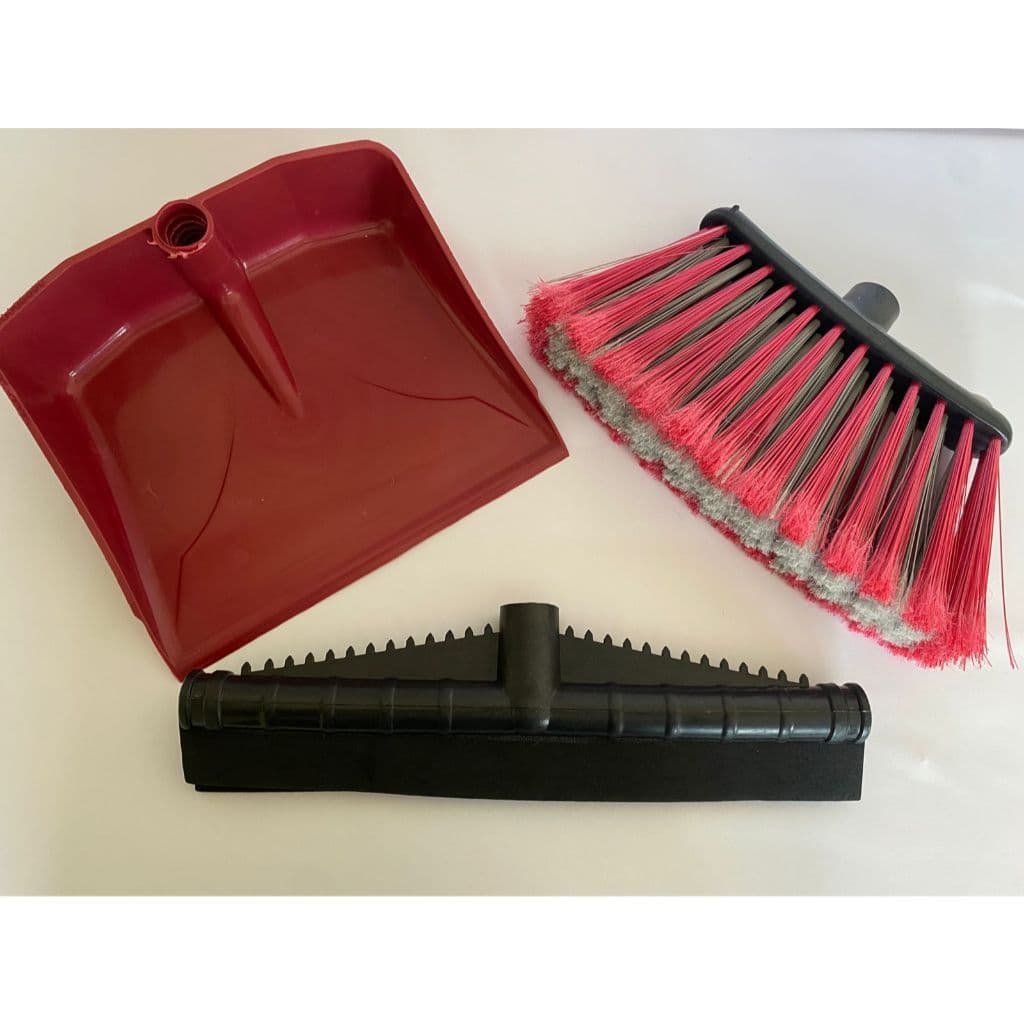 KIT LIMPEZA COMPLETO  - VASSOURA POP 23 CM , RODO 30 CM E PÁ MEDIA 21 CM