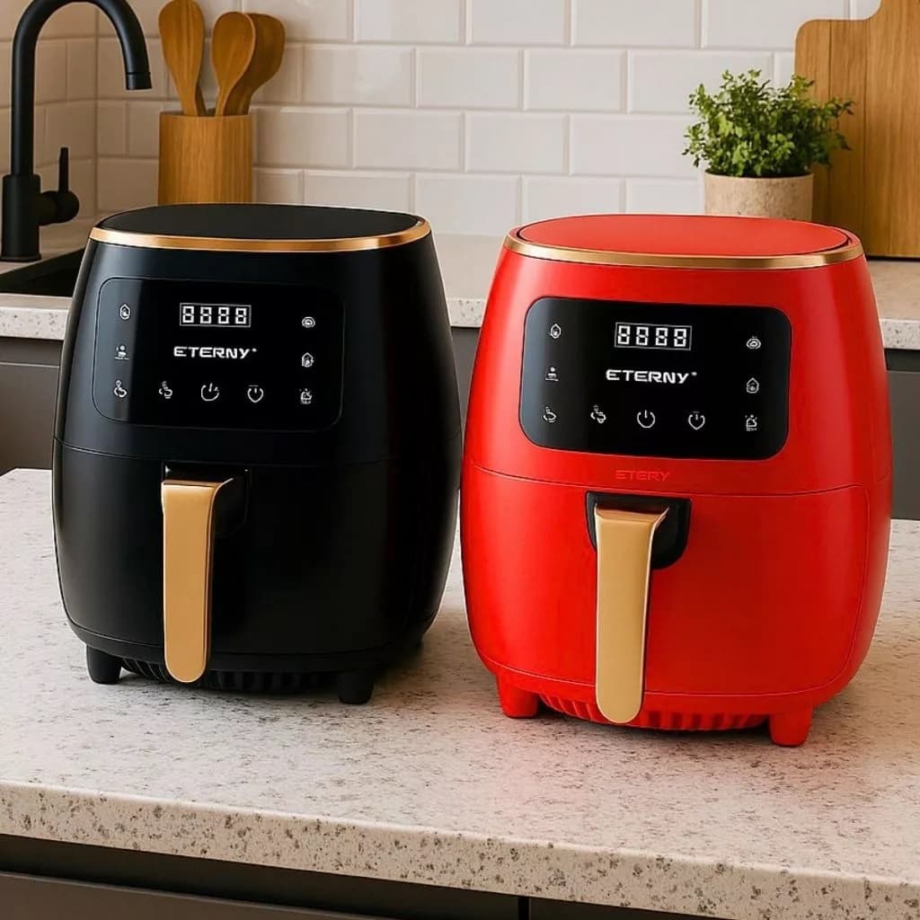 Air Fryer Fritadeira Elétrica Cesto Quadrado 4,5L Eterny 1200W Vermelha ou Preta 127V