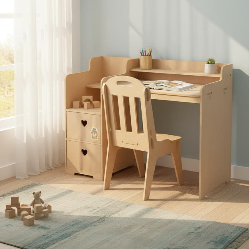 Escrivaninha Infantil potes CORAÇÃO Mesinha para Quarto 1 cadeira MDF