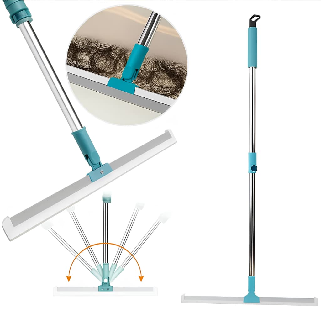 Rodo e Vassoura Mágica 2 em 1 com Cabo Extensível, Rotação 180°, Limpa Vidro, Piso, Box, Janelas, Pelos de Pet e Varre