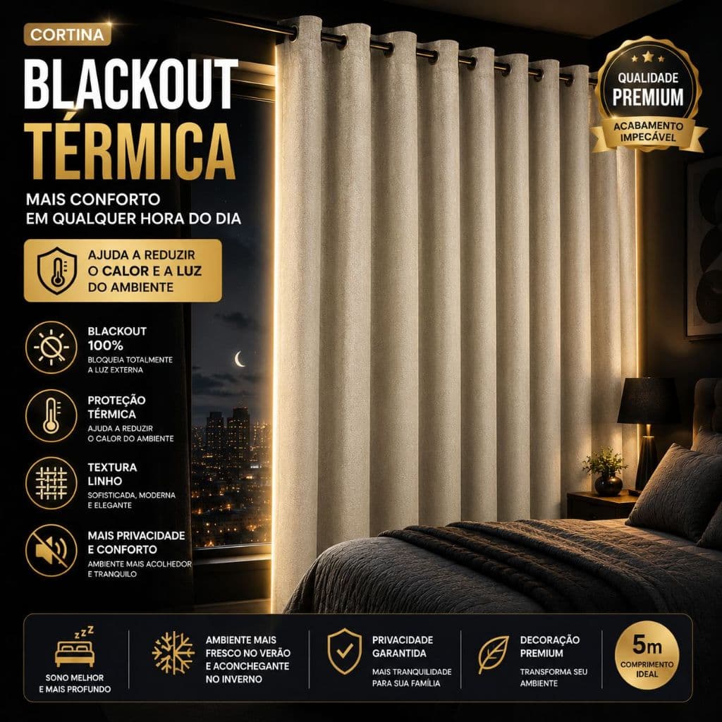 Cortina Blackout Branca de Alta Qualidade para Quarto e Sala