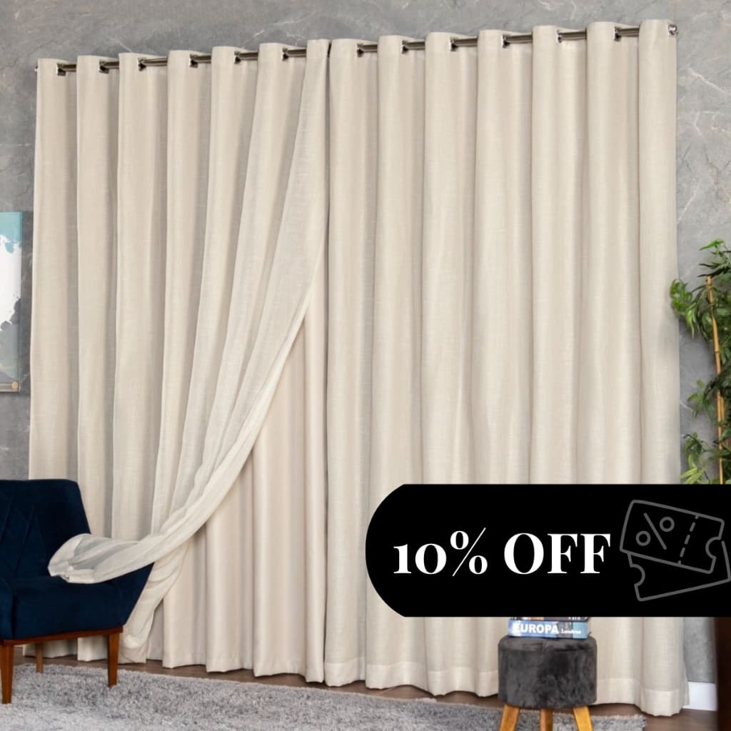 Cortina de gaze de linho branco com blackout - 3m