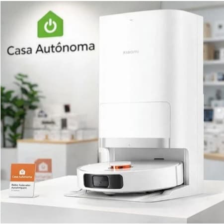 Robô aspirador Xiaomi H50 com mop giratório e estação autolimpante em loja