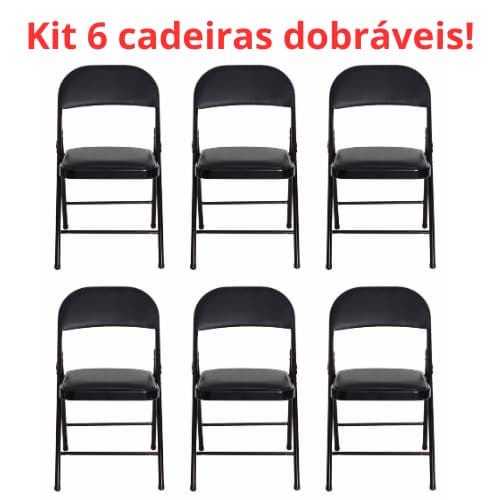 Kit de 6 Cadeiras Dobráveis Almofadada Bar e Restaurante Empilhavel Cadeiras Dobráveis Acolchoadas NOVO