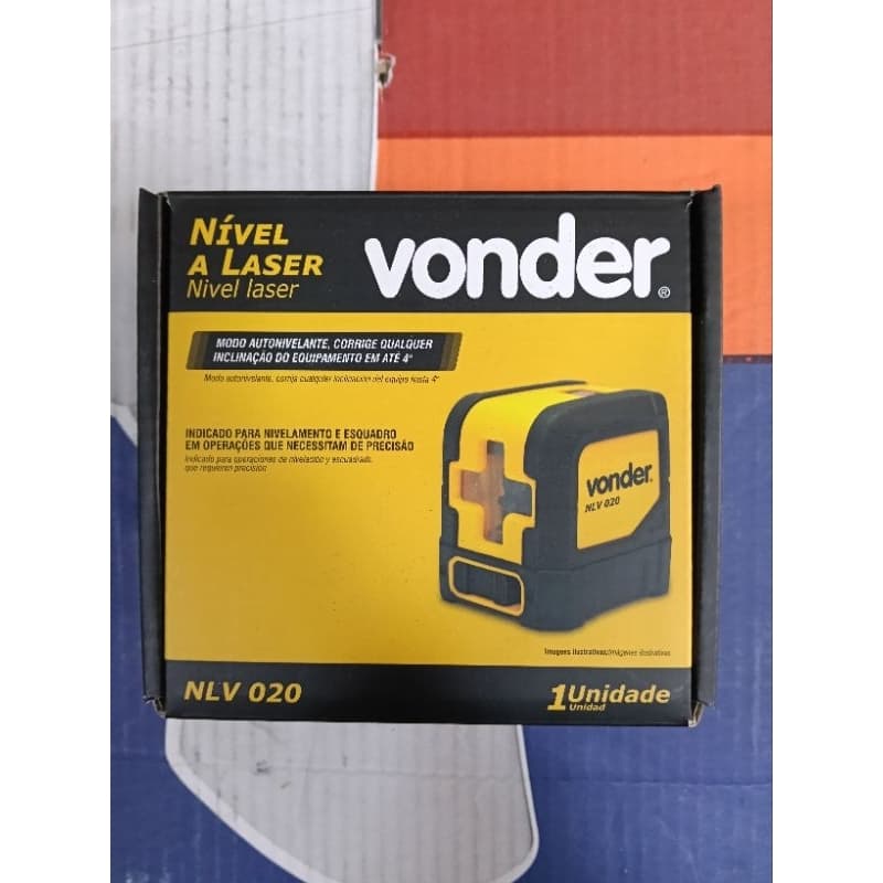 Caixa de nível a laser verde Vonder NLV 020 com informações sobre o produto