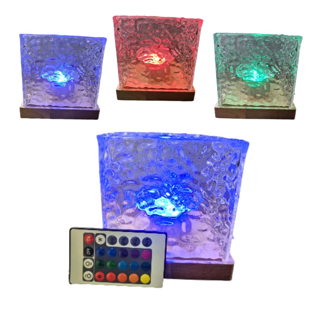 Luminaria Cubo de Mesa Recarregavel Com Led Colorido, Efeitos E Controle Remoto - Quadrada