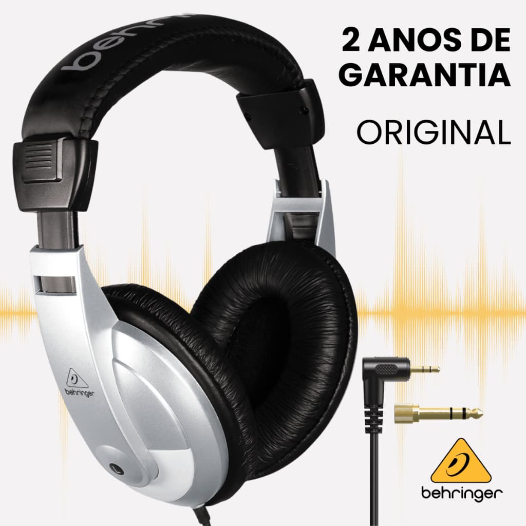 Fone de ouvido com fio Behringer HPM1000 preto e prata com 2 anos de garantia