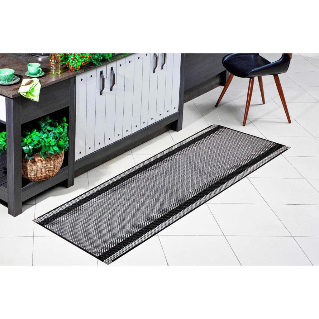 Tapete passadeira de sisal cinza e preto, 2,20 m x 0,66 m, antiderrapante