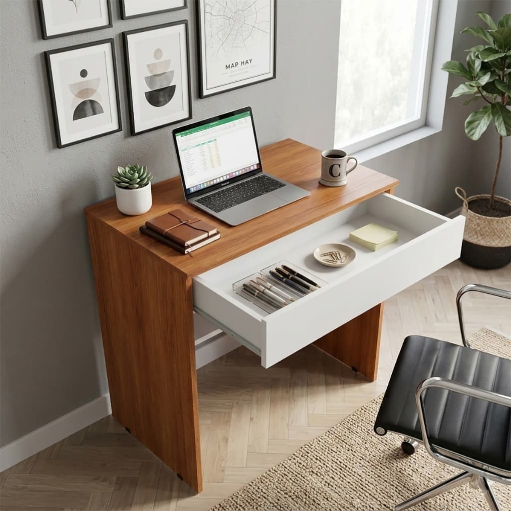 Escrivaninha funcional para espaços pequenos com organizador integrado e envio imediato