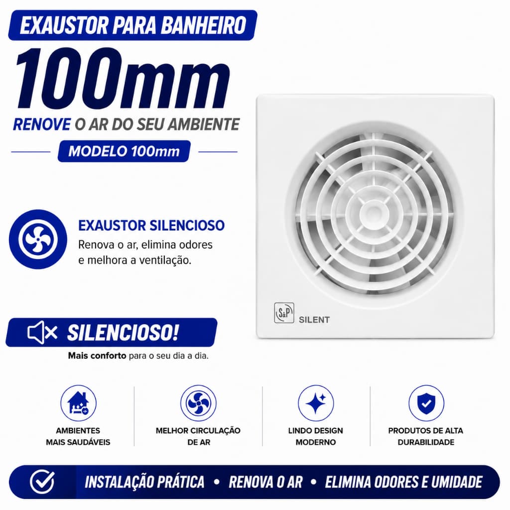 Exaustor Banheiro Teto Parede 100mm Silent 100 Cz 75m3/h