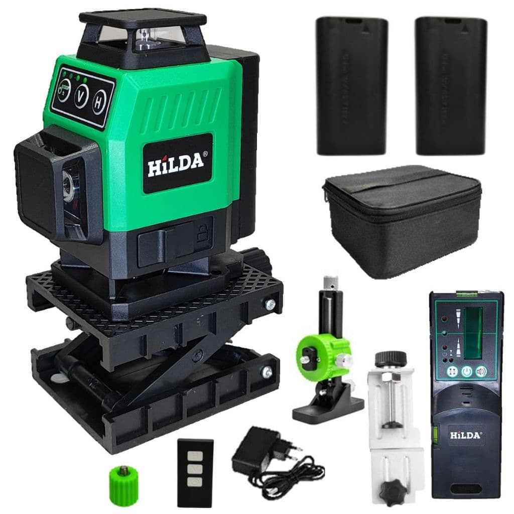 Nível a Laser HildA 16 Linhas com receptor laser, suporte de parede magnético e base elevatória, baterias e acessórios