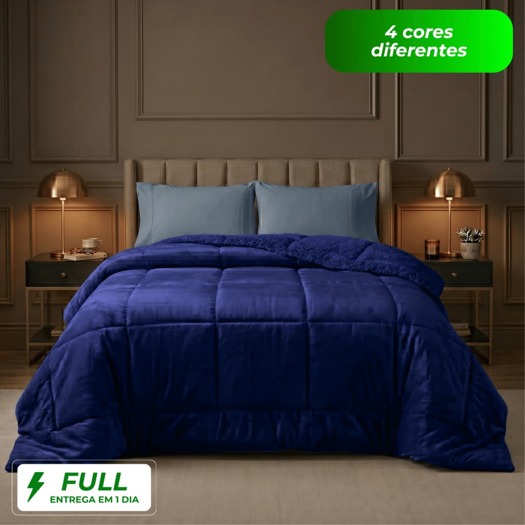 Coberdrom Cobertor Casal Queen King 600 Fios Sherpa Lã de Pele de Carneiro Dupla Face Inverno Frio