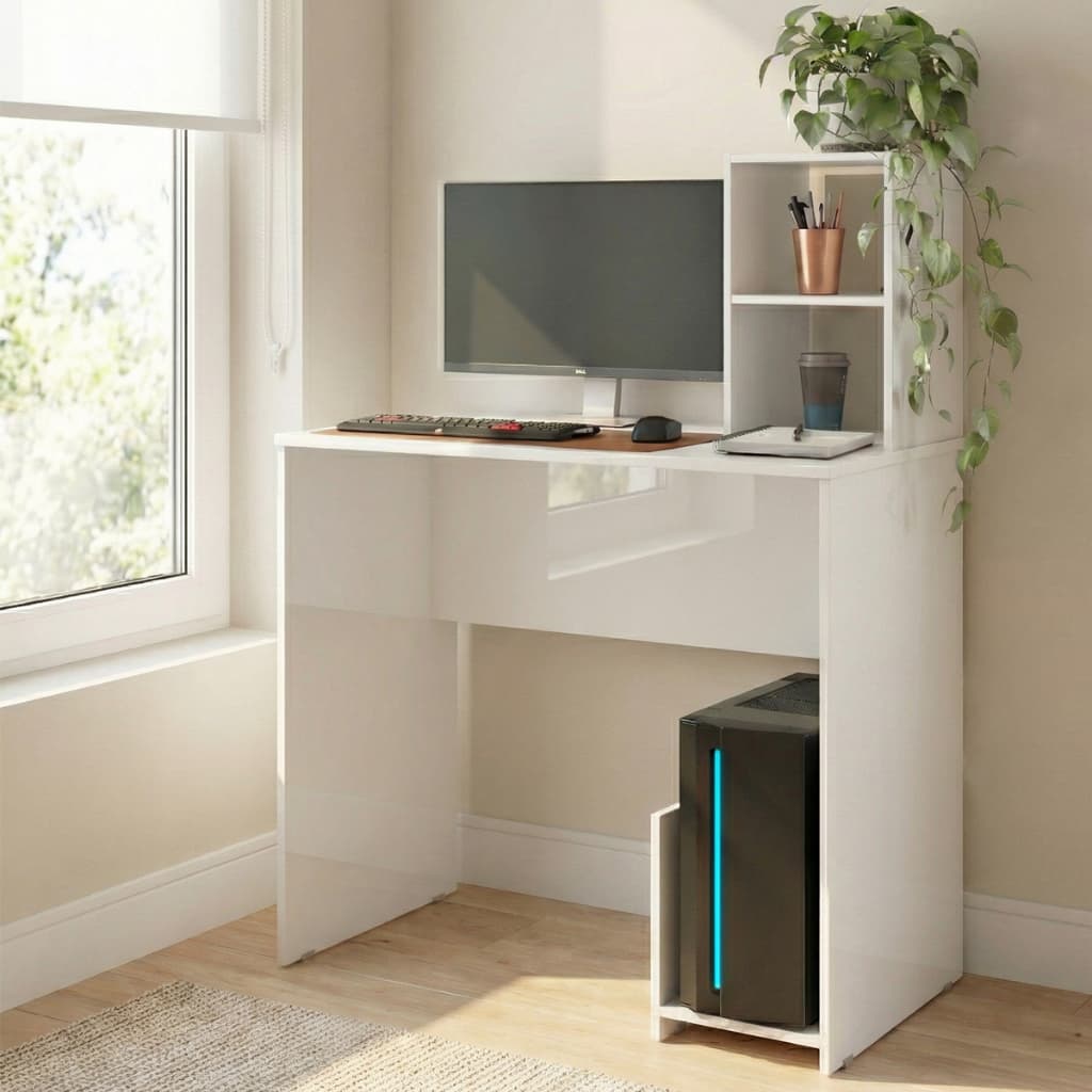 Mesa Escrivaninha Com Torre Nina Estante Nichos Para Computador Quarto Home Office Moderna
