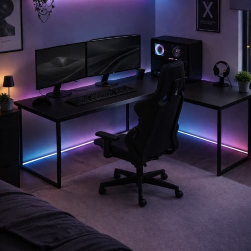 Mesa Escrivaninha Gamer Em L 150x150cm Com Pés de Ferro Em MDP