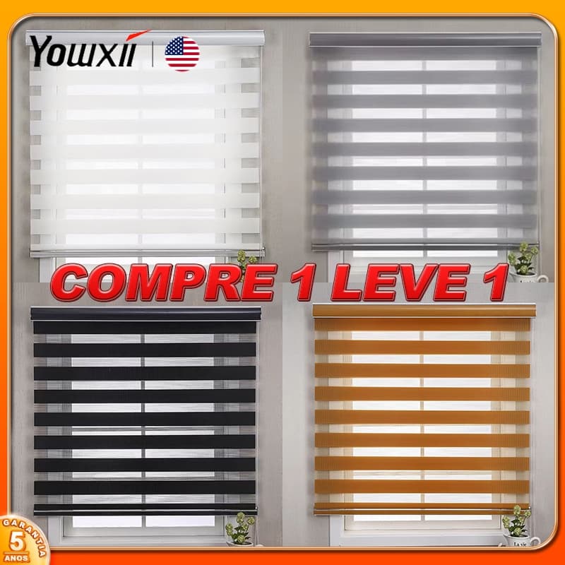 Persianas Blackout Youxii 4 Cores - Branco, Cinza e Marrom com Oferta Compre 1 Leve 1