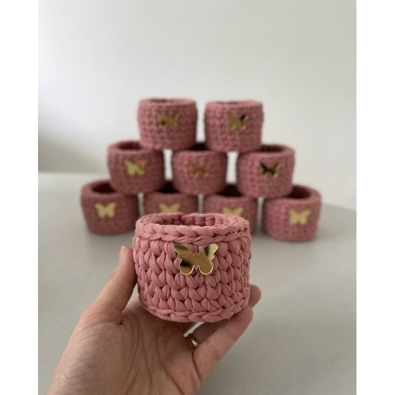 Kit Mini Cachepô de Crochê Premium – Lembrancinha Personalizada para Maternidade, Chá de Bebê e Eventos
