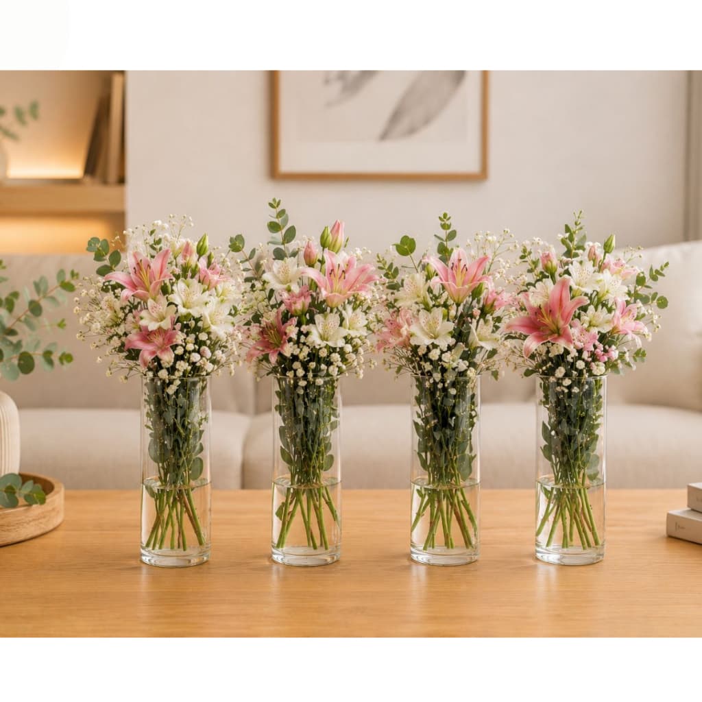 tubo vaso cilíndrico porta vela arranjo decoração 4 unidades