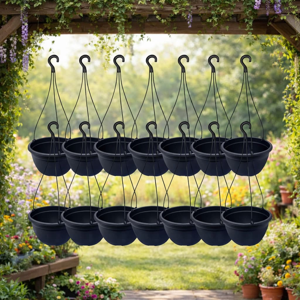 Kit 10 Vasos Para Pendurar Com Hastes Vaso Cuia Suspenso Planta Flores Jardinagem