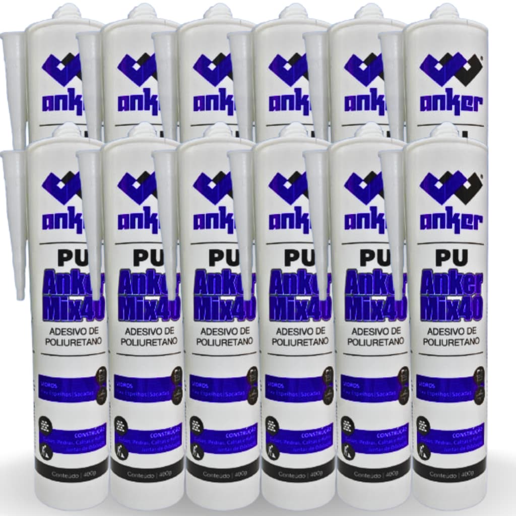Kit 12 Selantes PU 40 Selante de Poliuretano Adesivo Vedante Ankermix Branco