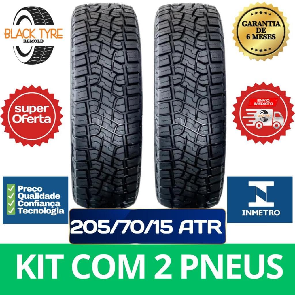 Kit 2 Pneus Remold Black Tyre 205/70 R15 ATR Aro 15