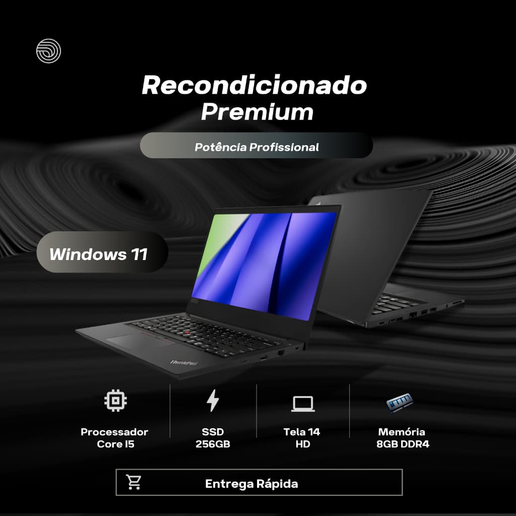 Notebook Lenovo Core i5 8ª geração SSD 256GB 8GB RAM Windows 11 preto