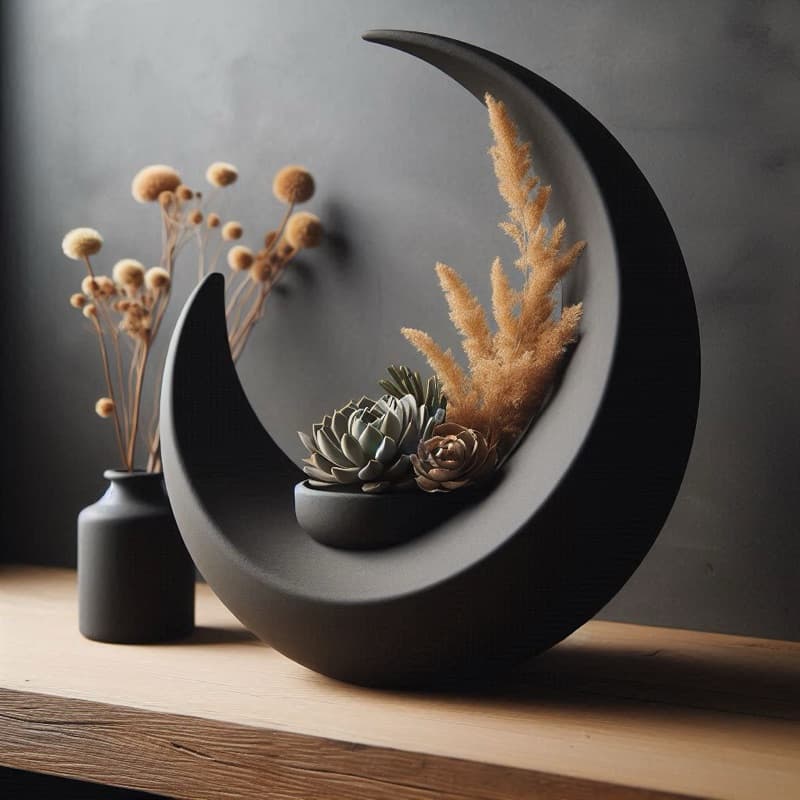 Vaso Lua Minimalista em PLA para Suculentas - Design Moderno