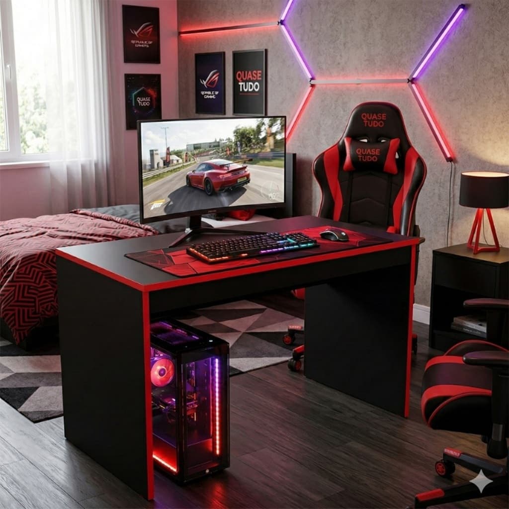 Escrivaninha 90 cm Mesa para Computador e Estudos - mesinha Ideal para Quarto Gamer e Home Office